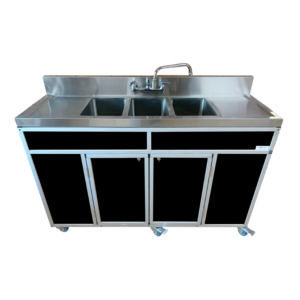 NSF certified portable 3 basin sink with drainboards